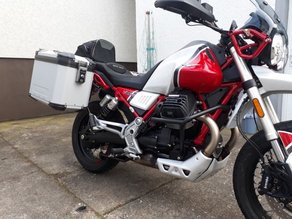 Seitenkoffer Set Model X silber aus Aluminium 48L/41L - Moto Guzzi V85 TT - MyTech